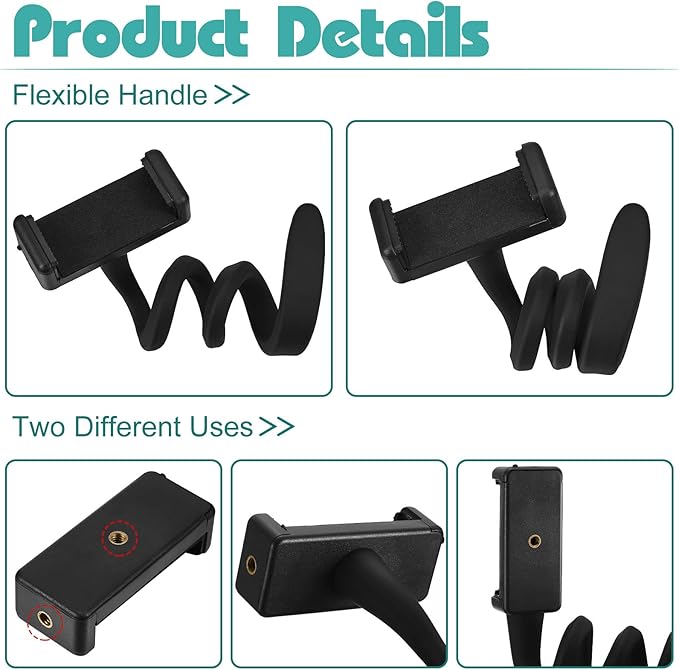 Amylove 2 Pcs Stroller Phone Holder Portable Cell Phone Holder Stand Universal Stroller Accessories for Parent Baby Toddler Cellphone Clamp with Non Slip Silicone Arm Grip(Black, White,Novel)