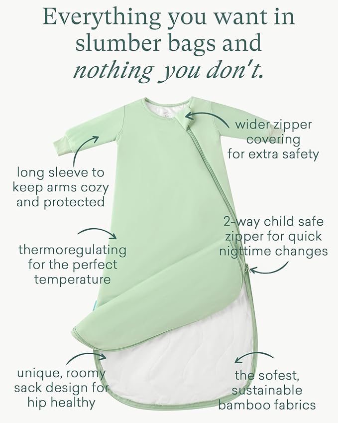 PurComfy Supersoft Baby Premium Bamboo Viscose Long-Sleeve Wearable Sleeping Bag Sack Blanket 1.0 TOG