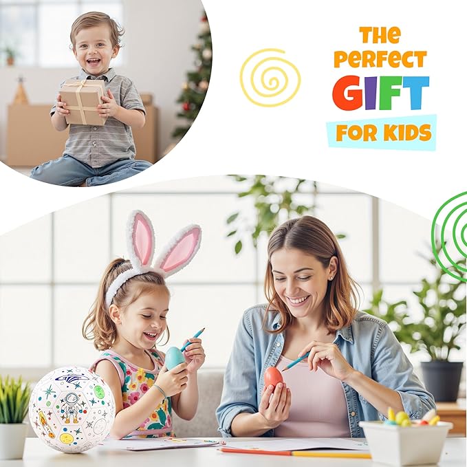 EVERICH TOY Paint Your Own Soccer Ball with Markers, Toddler Arts and Crafts Kits Soccer Gifts for Boys Girls, Size 3 Astronaut Toys Coloring Custom Soccer Ball Birthday Gifts for Kids 3 4 5 6-8 8-12