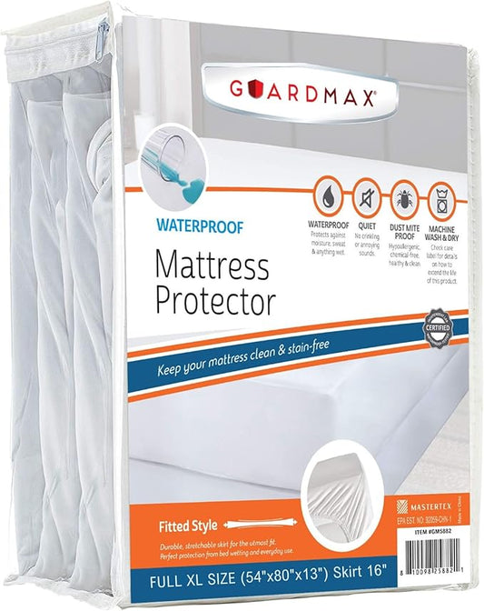 Guardmax Jersey Knitted Full XL Size Mattress Protector - Waterproof & Dust Mite Proof Mattress Cover with Stretchable Pockets - Soft, Comfortable, & Noiseless Waterproof Fitted Sheet.(54 x 80 X 13)