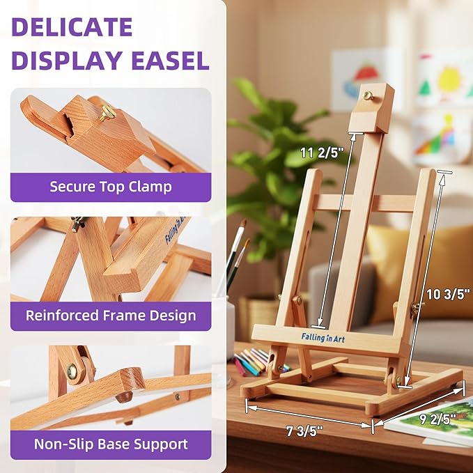 Falling in Art 46 Pcs Acrylic Paint Set with Table Easel, Art Painting Kit with Acrylic Paints, Canvas Panels, Paintbrushes, Canvas Supplies Kit for Kids, Adults, Beginners, and Artists, Purple