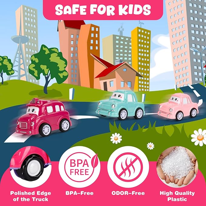 Car Toys for Toddler Girls 2, 3 Year Old, 7-in-1 Carrier Truck Toy with Light & Music, 3-Layer Transport Truck for 2 3 4 5 Girls, Preschool Educational Toys for 2 3 4 5 Year Old Girl