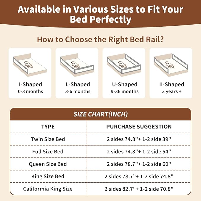 Bed Rail for Toddlers,1-Piece Height Adjustable Bed Guard Rail for Toddlers, Kids Safety Guard Rails for Twin Full Queen King Size (Gray, 1 Piece Side:39")