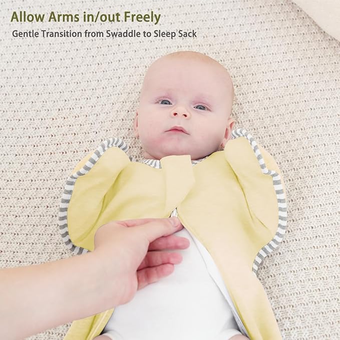 Transition Swaddle 3-6 Months Sleep Sack Arms up Swaddle, 2-Pack Baby Swaddles 3-6 Months Sleeping Sack with 2-Way Zipper Arms In/Out 100% Cotton 0.8 Tog Baby Sleep Swaddles for Girl (Medium 14-20lbs)