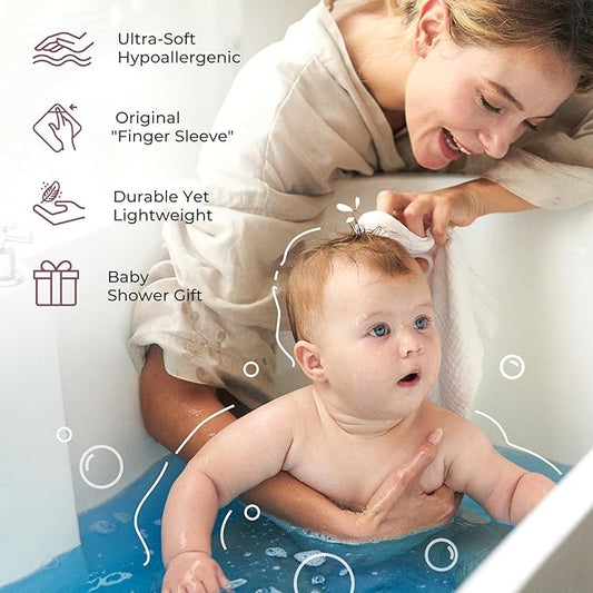 Momcozy Baby Washcloths - 4 Layer Design| Medium Thickness| Soft & Absorbent| Premium Cotton for Newborns' Skin-Great for Bathing, Wiping & on-the-go Use, Shower Gift and Essential(5 Pack, 10x10 inch)