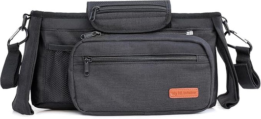 My lil Aviator Universal Stroller Organizer Bag with 2 Insulated Cup Holder, Durable Detachable Phone Bag and Shoulder Strap – Fits for Pet Stroller Caddy, Uppababy, Baby Jogger, Britax, Doona, Nuna
