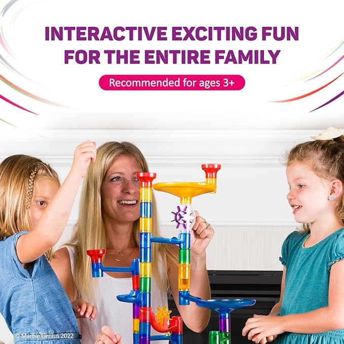 Marble Genius Marble Run Extreme Set, STEM Toys & Maze Construction Building - 300 Translucent Track Pieces & Glass Marbles for Family, Kids Toddlers Ages 4-8 - Fun Holiday Creative Gifts