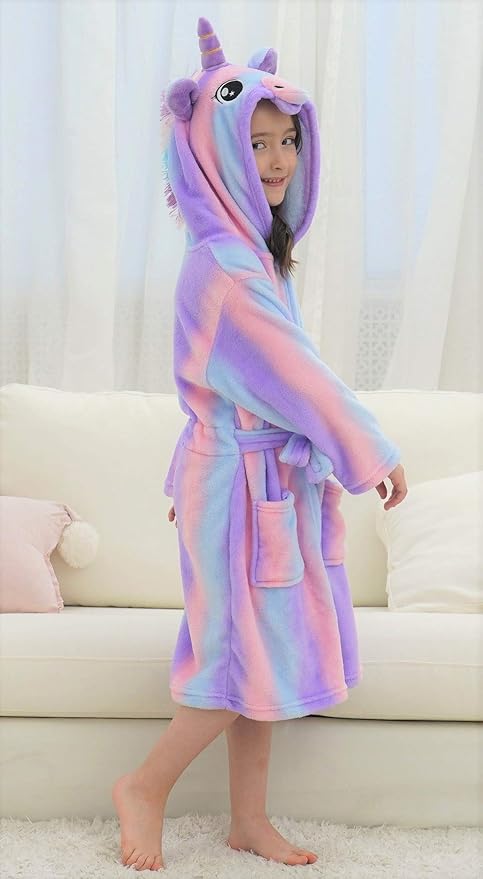 Doctor Unicorn Soft Unicorn Hooded Bathrobe Sleepwear - Unicorn Gifts for Girls