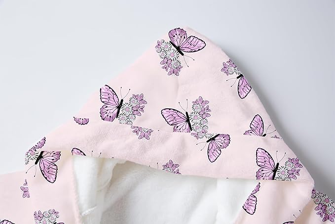Umeyda Girls Fleece Hooded Robes, Warm Printed Bath Robe for Kids Soft Fuzzy Bathrobe for Gifts