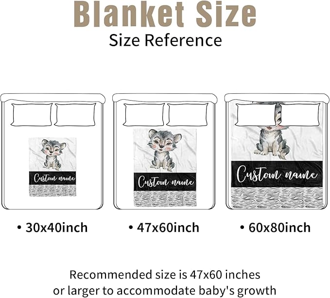 Personalized Baby Crib Bedding Set, Custom Name Little Wolf Baby Bedding 2-Pcs Set - Soft Double Layer Dotted Blanket and Fitted Sheet, Nursery Bedding for Newborn Boys Girls, Perfect Shower Gift