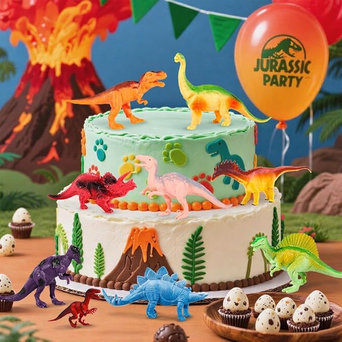 Kimicare Kids Dinosaur Figures Toys, 18 Pcs Plastic Dinosaur Toys for Kids 3-5, STEM Educational Realistic Dinosaurs Figurine Playset for Toddlers, Dino Toy Birthday Gifts Christmas Stocking Stuffers