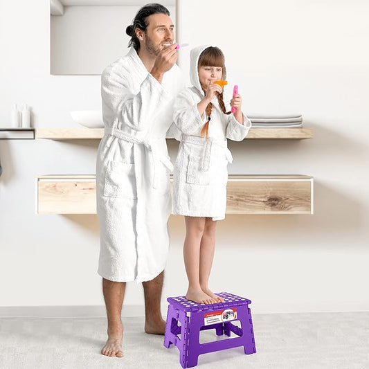 ACSTEP Folding Step Stool Portable Collapsible Plastic Step Stool, Foldable Step Stools, Non Slip Folding Stools for Kitchen Bathroom Bedroom (Purple)