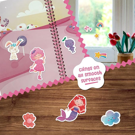 Stick4Ever Jelly Sticker Book - for Kids - Waterproof, Easy to Clean Reusable Sticker Book for Toddlers- Reusable Road Trip Activities for Kids - Stocking Stuffers for Toddlers (Wonderland)