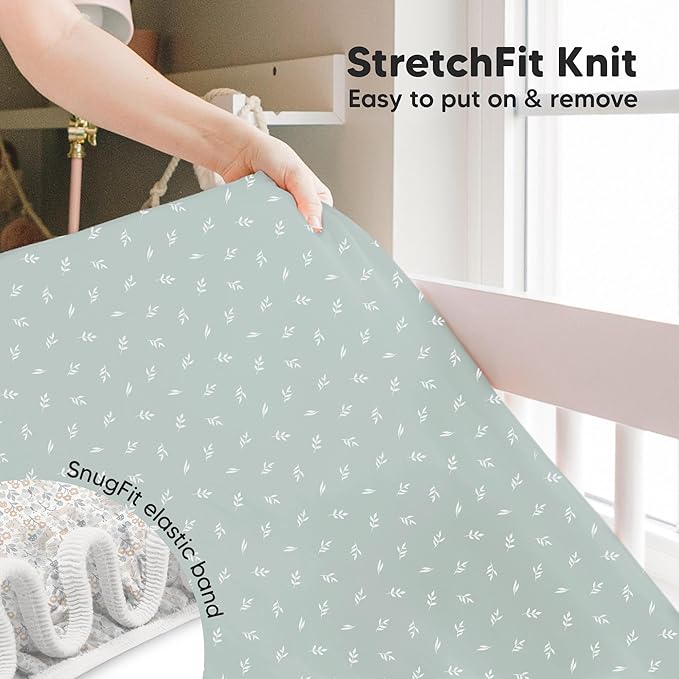KeaBabies 2-Pack Baby Crib Sheets for Boys, Girls - 52x28 Viscose Derived from Bamboo Toddler Bed Sheets Neutral, Fitted Crib Mattress Cover for Standard Baby Bedding, Soft & Cozy (Prairie)