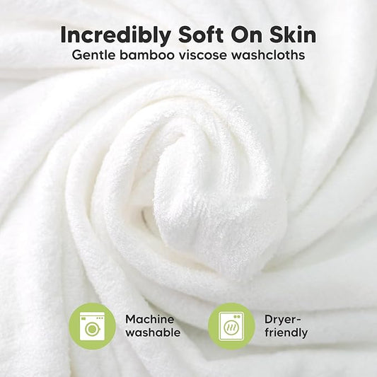 6-Pack Baby Washcloths - Soft Absorbent Viscose from Bamboo Wash Cloths for Babies, Kids, Toddlers, Infant, Newborn Bath Towels, Gentle on Sensitive Skin, 10x10 Reusable Face Towels (Carrot)
