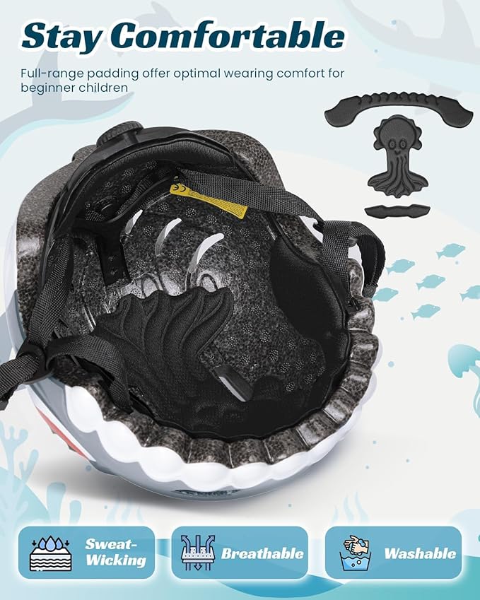 Bike Helmet for Kids 3-5-8 Toddler Bike Helmet Animal 3D Cartoon Boys Girls Safety Adjustable Kids Helmet and Pads Set for Cycling Scooter Skateboard