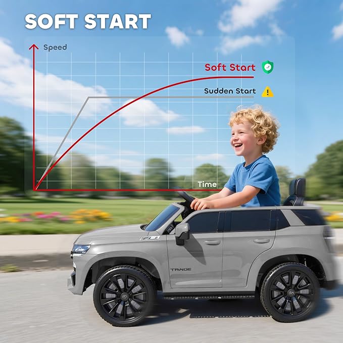 Aosom Licensed Chevrolet Tahoe Ride On Car, 12V 7AH Battery Power Ride On Toy with Parent Remote Control, LED Lights, Music, 4 Wheeler Suspension, 3 Speeds, Kids Electric Vehicle for Aged 3+, Gray