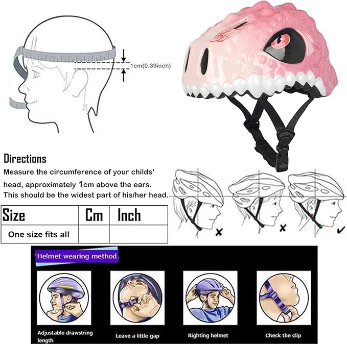 Toddler Kids Bike Helmet,3D Dinosaur Helmets for Boys Girls Infant/Baby to Children 1/2/3/4/5/6/7/8 Years Old Lightweight Adjustable Multi-Sports Bicycle Scooter Skateboard Skating Cycling