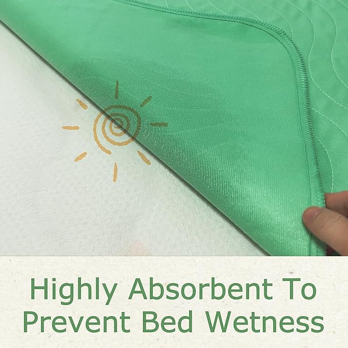 Albelia Washable Bed Pads Underpads, 34" x 36" (Pack of 1) - Heavy Absorbency Reusable Bedwetting Incontinence Pads for Kids, Adults, Elderly, and Pets - Waterproof Protective Pad for Bed, Floor