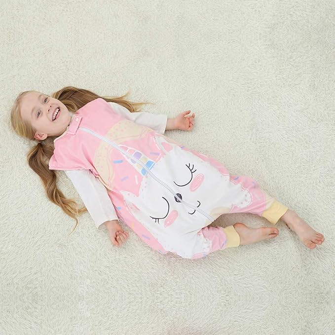 MICHLEY Toddler Sleeping Sack with Feet Newborn Infant Sleeveless Sleeping Bag 2-way Zipper Baby Wearable Blanket for Walkers,Pink Unicorn,1-3T