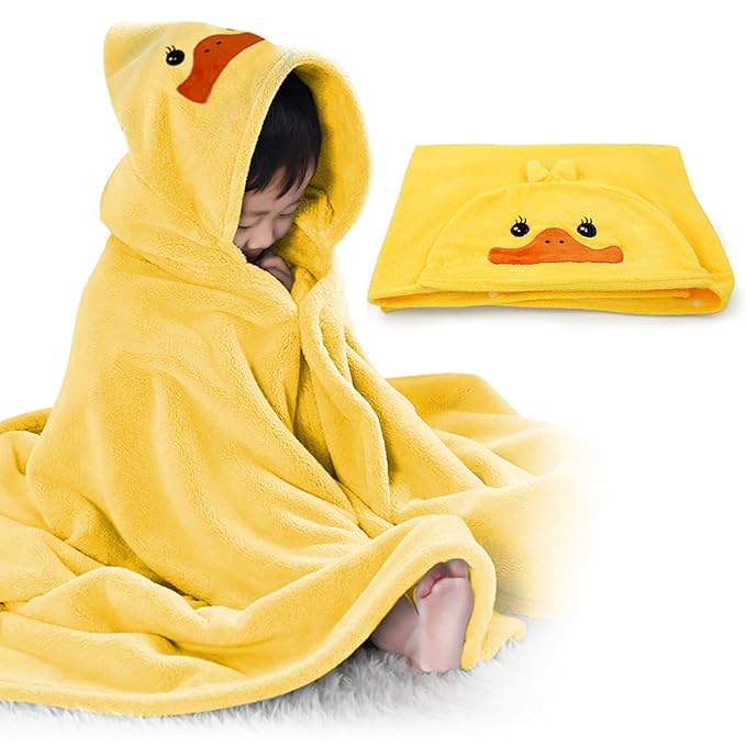 ROMASA Baby Bath Towel Ultra Soft Hooded Towel Highly Absorbent Bathrobe Blanket Toddlers Shower Gifts for Boys Girls- 27.5" x 55" (Yellow)