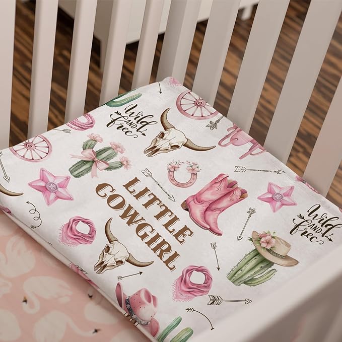 Pink Western Blanket, Western Decor for Nursery Room, Baby Blankets for Girls, Cowgirl Baby Blankets, Cowboy Baby Stuff, Soft Warm Lightweight Nursery Bed Blanket for Newborn Toddlers Daughter