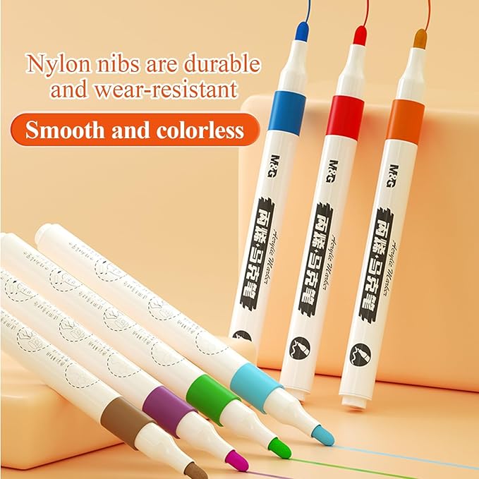 M&G Acrylic Paint Pens Markers Stocking Stuffers, 12 Colors with Medium Tip, Christmas Gifts for artists, Acrylic Paint Markers for Rock Painting, Ceramic, Metal, Glass, DIY Crafts,fabric paint