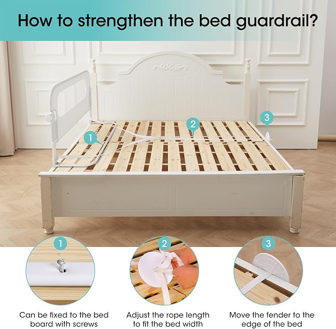 Baby Bed Rail Guard for Toddlers - 70" Toddler Bed Rails for Twin, Full, Queen, King Bunk Size Bed Swing Down Bedrail Extral Tall Child Safety Side Railing Guards for Kids White