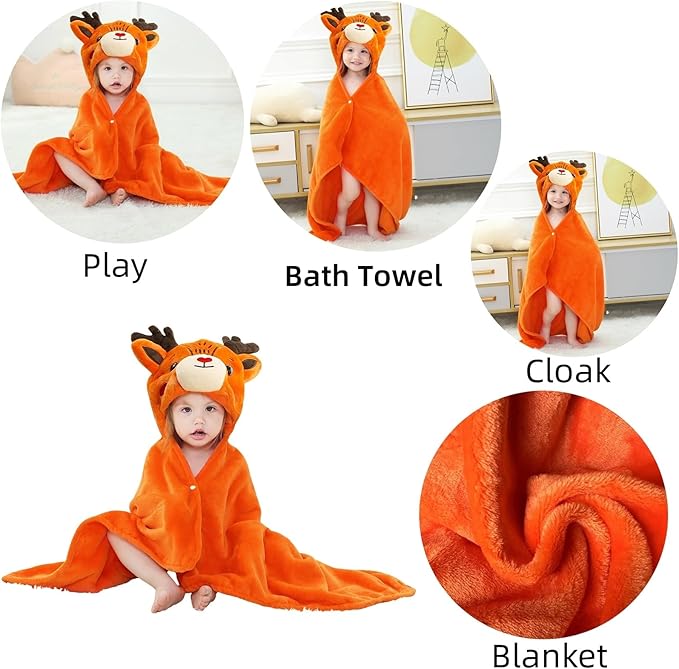 Wearable Blanket Hoodie for Kids Toddlers Hooded Towels Soft Cozy Wearable Throw Blanket Hoodie for Boys Girls