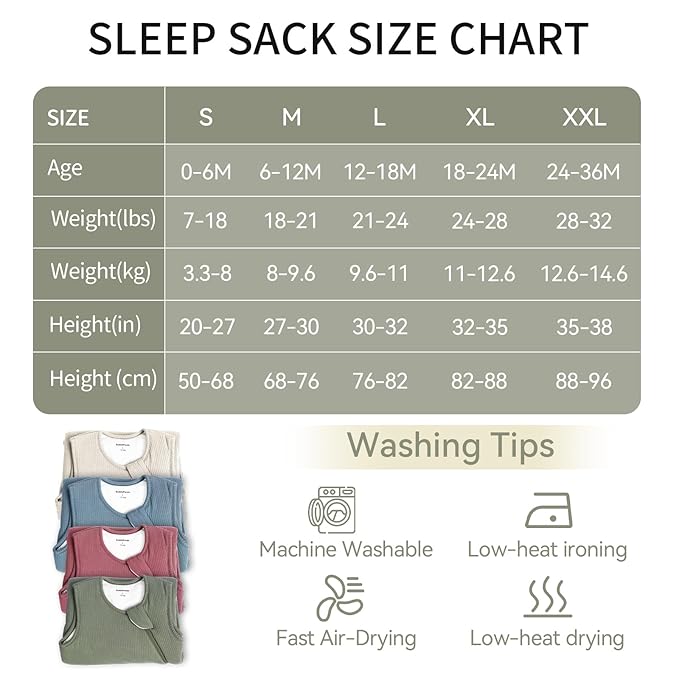 Rayon Made from Bamboo Sleep Sack 6-12 Months Supersoft Toddler Sleep Sack 1.0 Tog Breathable Baby Wearable Blanket with 2-Way Zipper Unisex Sleeping Bag for Babies