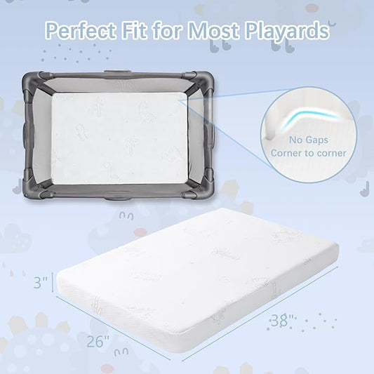 Play and Pack Mattress Mini Cribe Matter Pad Waterproof Pack N Play Mattress for Baby and Toddler Breathable Dual Side Memory Foam Topper