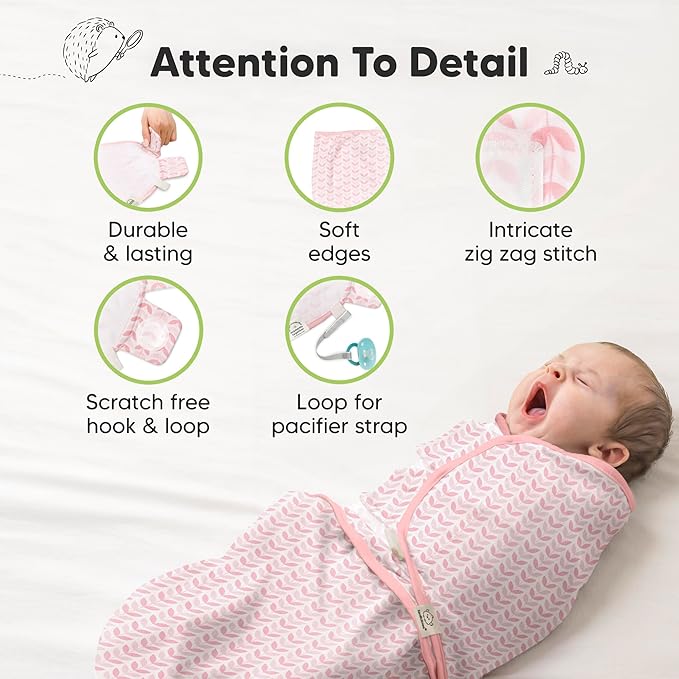 3-Pack Organic Baby Swaddle Sleep Sacks - Swaddles for Newborns, Infant 3-6 Months, Baby Girls, Boys, Soft & Snug Newborn Sleep Sack, Nursery Swaddling Blankets (Blossom, L)