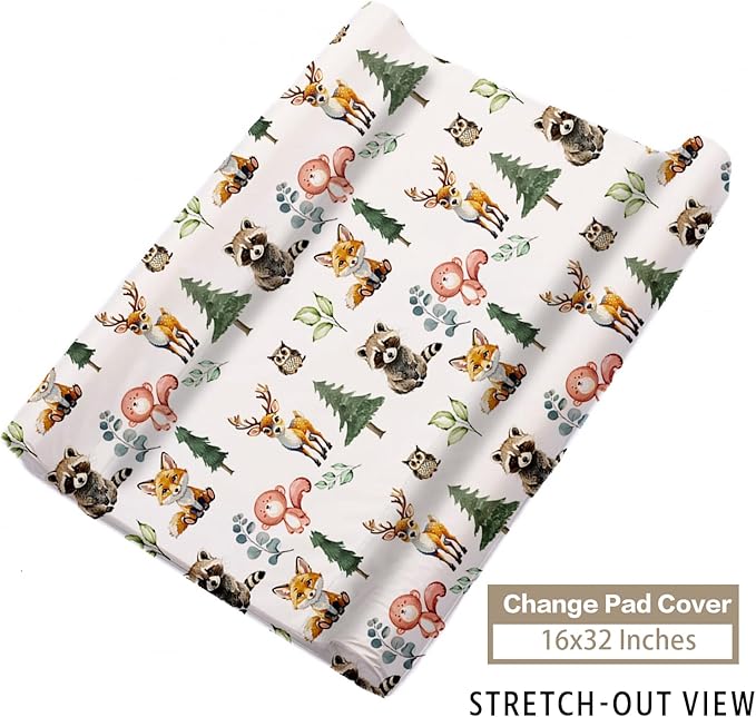 Custom Name Crib Bedding Set 3-Piece – Animal Stump Design Baby Bedding Set with Personalized Soft Blanket, Fitted Sheet, Changing Pad Cover – Ideal Newborn Gift for Boys and Girls