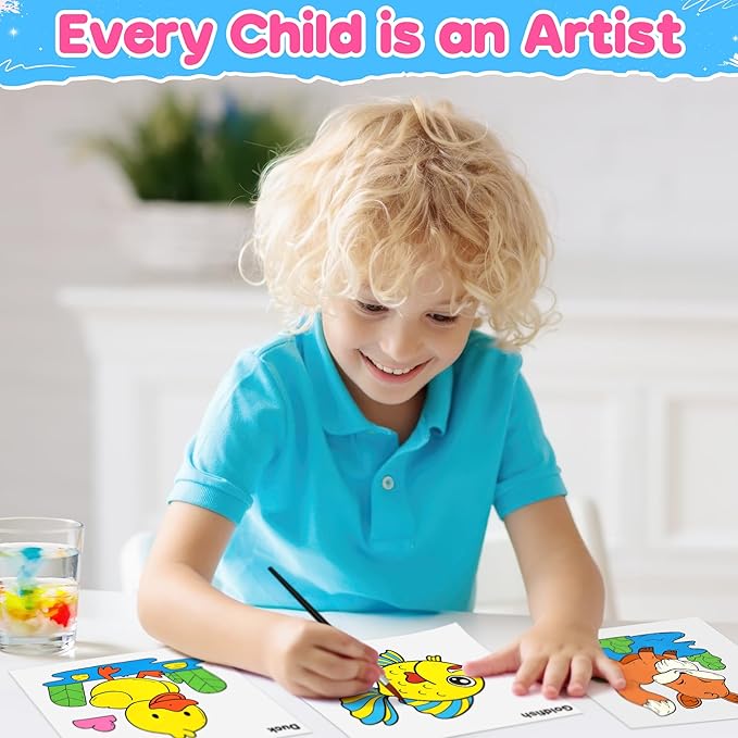 ZIZZ Paint with Water Coloring Books for Toddlers, 3 Pack Watercolor Painting Set for Kids Ages 3-5 4-8, No-Mess Drawing Activity Kit Art Craft Toy Birthday Gifts for Girl Boy | Princess, Forest & Sea
