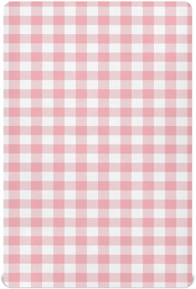 Fitted Crib Sheets for Boys Girls, Pink Buffalo Plaidw Soft Breathable Mattress Cover for Standard Crib & Toddler Bed Mattress, 52 * 28 in.