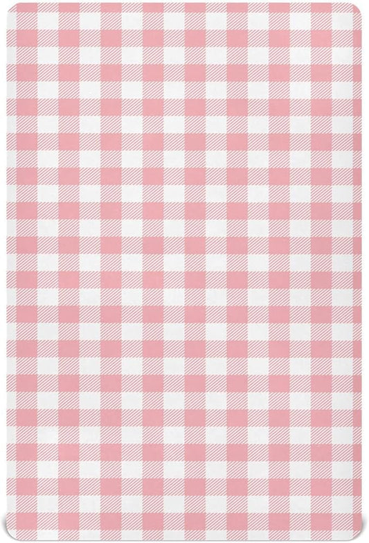 Fitted Crib Sheets for Boys Girls, Pink Buffalo Plaidw Soft Breathable Mattress Cover for Standard Crib & Toddler Bed Mattress, 52 * 28 in.
