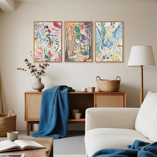 CHDITB Abstract Expressionist Framed Canvas Wall Art Set, Colorful Nature Inspired Wall Decor, Modern Gallery Art Spiritual Wall Painting, Eclectic Art Prints for Living Room Bedroom Office-24 x36 x3