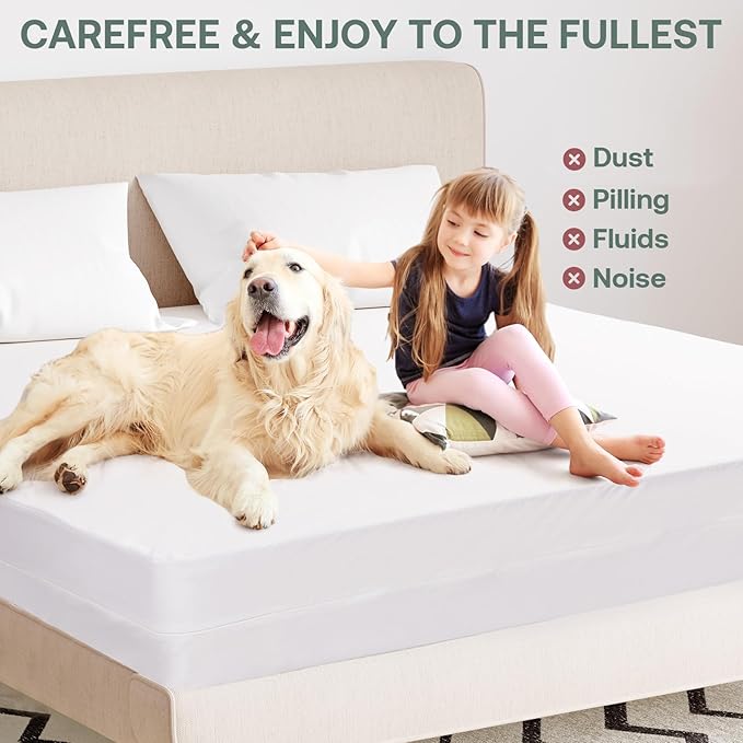 Waterproof Mattress Protectors Split California King 9" Depth, Zippered Mattress Cover Soft Breathable Encasement Great for Dorms Hotel,36"x84"x2