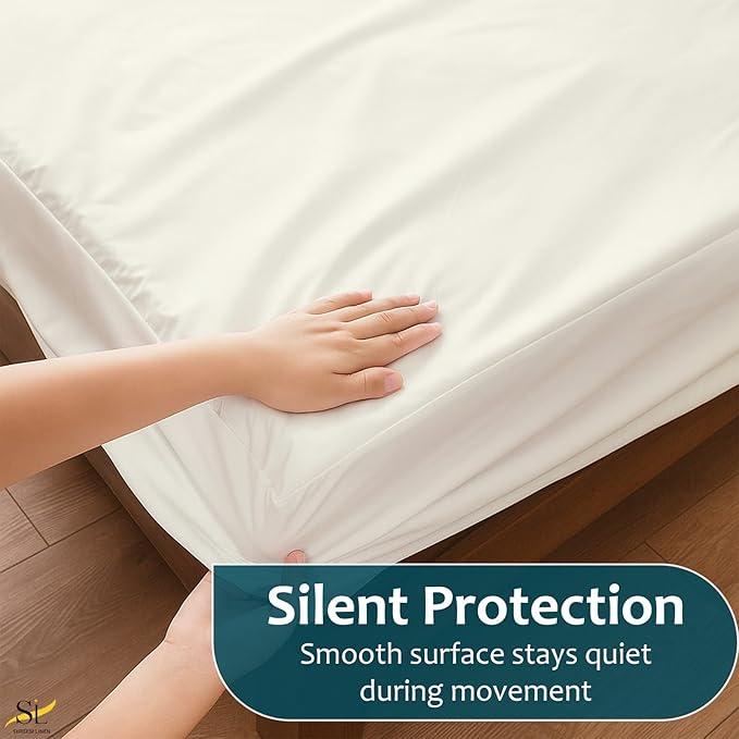Mattress Protector 48x75 3/4 Full Bunk Fitted Sheet Style - Waterproof Vinyl Mattress Cover, Breathable, Bed Wetting & Spill Protection, Fits Mattresses up to 9" Deep (Ivory)