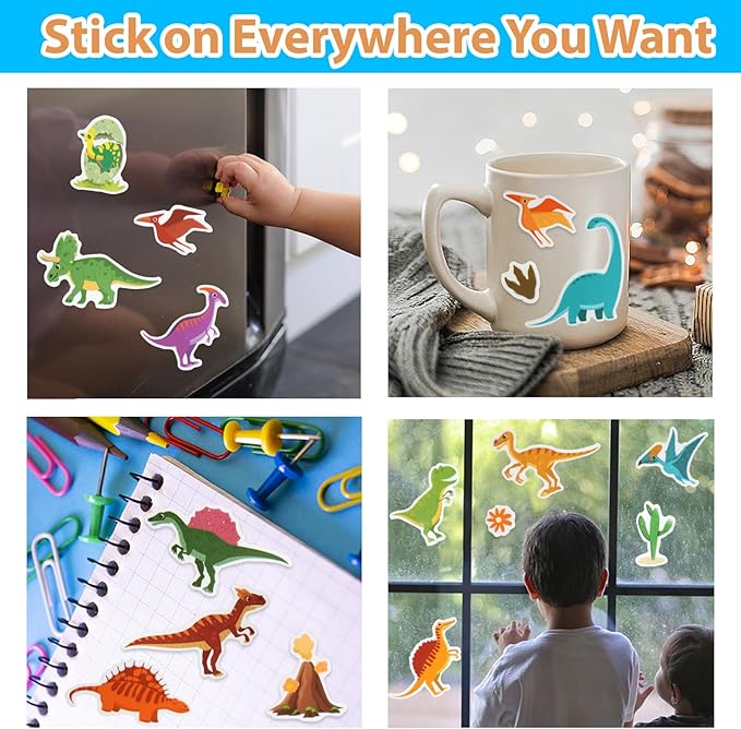 Reusable Sticker Book for Kids 1-3, Jelly Sticker Books for Toddlers 2-4 Years, Dinosaur Stickers for Kids, Toddler Stocking Stuffers＆Travel Essentials Plane Activities (Dinosaur)