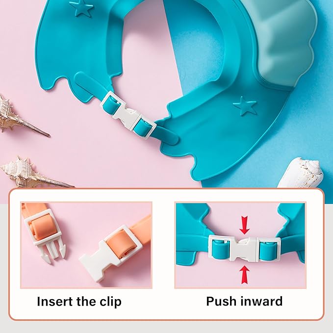 Baby Shower Cap Shield, Shower Cap for Kids, Visor Hat for Eye and Ear Protection for 0-9 Years Old Children,Cute whale shape Makes the Baby Bath More Fun (Blue)