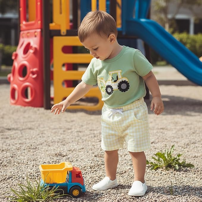 Baby Boy St Patricks Day Outfit Clover Embroidery Short Sleeve T-shirt Tops Shorts Set Toddler Spring Summer Clothes