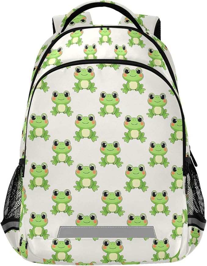 MNSRUU Laptop Backpack with Chest Strap, Frog Cute School Backpack, Travel Hiking Bag for Boys Girls Teen College Adult, Rucksack Knapsack