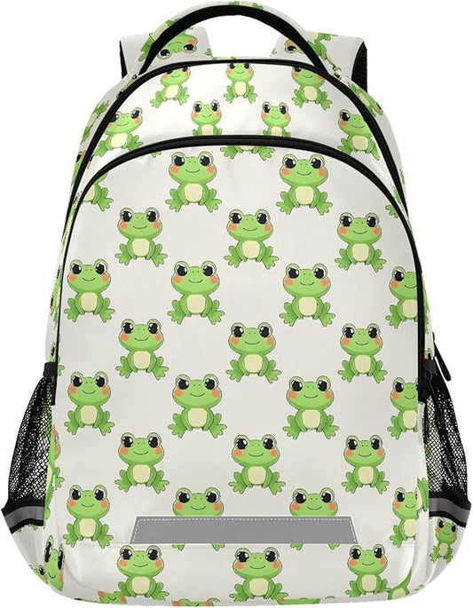 MNSRUU Laptop Backpack with Chest Strap, Frog Cute School Backpack, Travel Hiking Bag for Boys Girls Teen College Adult, Rucksack Knapsack