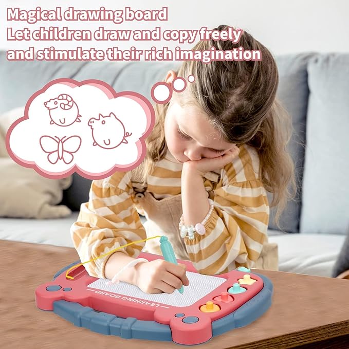 HCFJEH Magnetic Drawing Board for Toddlers 3, Color Erasable Doodle Writing Pad, Learning Painting Sketch Pad, Best Birthday Easter Christmas Halloween Kids Toy Gifts for Boys and Girls(Blue)