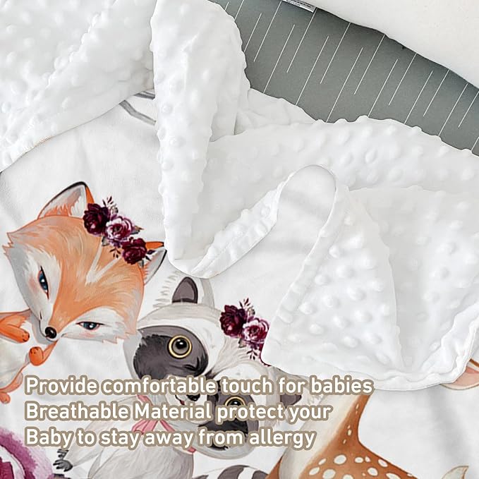 Custom Name Crib Bedding Set 3-Piece – Rose Animal Design Baby Bedding Set with Personalized Soft Blanket, Fitted Sheet, Changing Pad Cover – Ideal Newborn Gift for Boys and Girls
