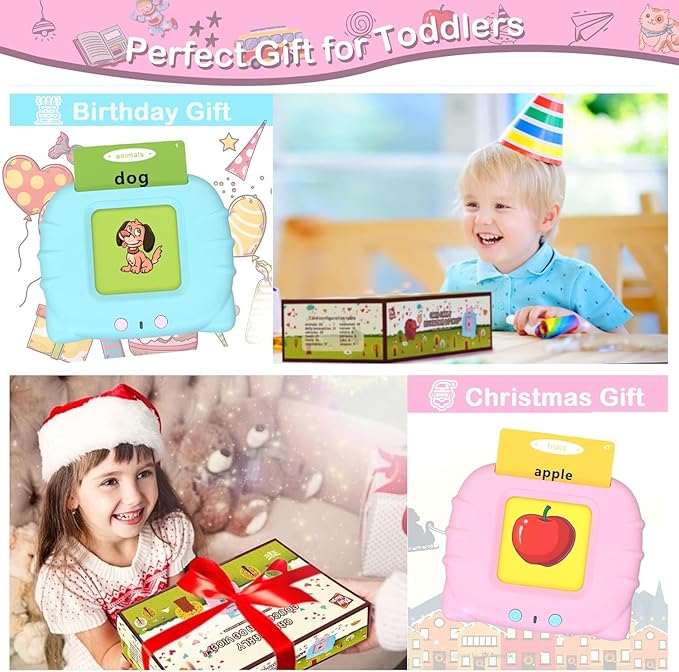 Talking Flash Cards,Kids Toddler Flash Cards with 224 Sight Words,Montessori Toys,Autism Sensory Toys,Speech Therapy,Learning Educational Gifts for Age 1+ Years Old Boys and Girls with A Dinsour Bag.