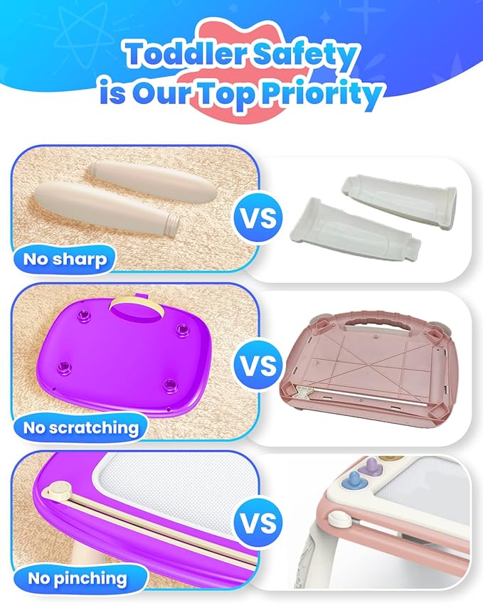 Seimome Doodle Board for Toddler Toys Age 1-3, Magnetic Writing Board, Preschool Learning and Educational Toys for 1 2 3 Years Old Girl Boy Gift for Birthday -Purple
