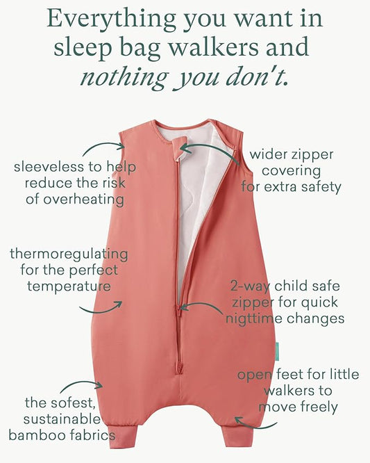 PurComfy Supersoft Toddler Sleep Sack with Feet 1.0 TOG Premium Bamboo Viscose Sleep Bag Walker with Legs 12-18-24-2t-4t-5t