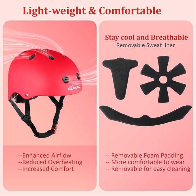 KAMUGO Kids Adjustable Helmet, Suitable for Toddler Kids Ages 2-14 Boys Girls, Multi-Sport Safety Cycling Skating Scooter Helmet